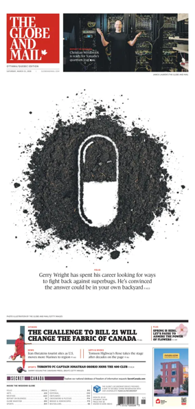Cover of The Globe and Mail (Ottawa/Quebec Edition)