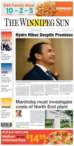 Cover of Winnipeg Sun
