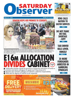 Cover of Saturday Observer (Eswatini)
