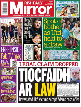 Cover of Irish Daily Mirror