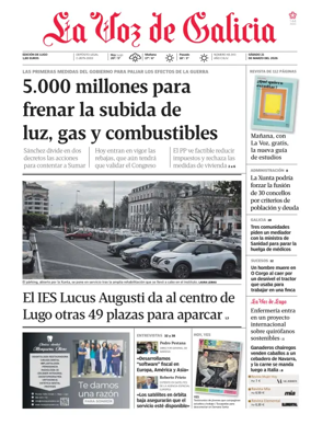 Cover of La Voz de Galicia (Lugo)