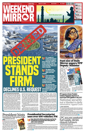 Cover of Daily Mirror (Sri Lanka)
