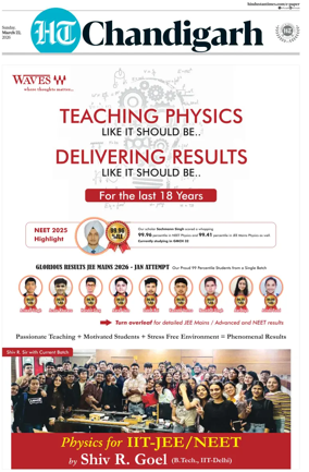 Cover of Hindustan Times (Chandigarh) - Live