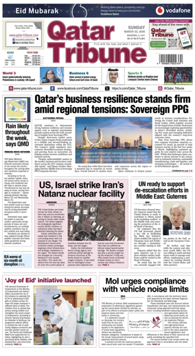 Cover of Qatar Tribune