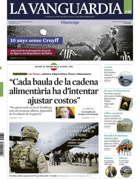 Cover of La Vanguardia (Catalonia - 1st edition)