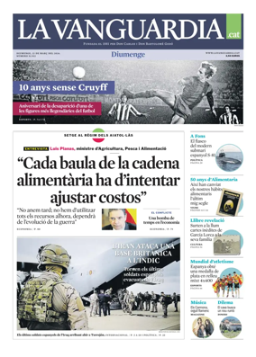 Cover of La Vanguardia (Catala)