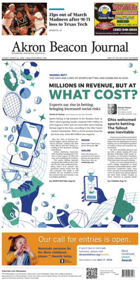 Cover of Akron Beacon Journal