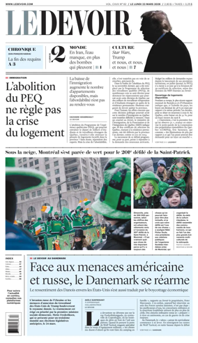 Cover of Le Devoir