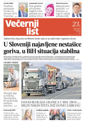 Cover of Vecernji list BiH