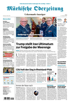 Cover of Markische Oderzeitung Uckermarkanzeiger