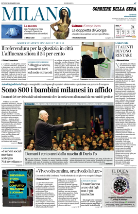 Cover of Corriere della Sera (Milano)