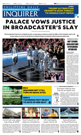 Cover of Philippine Daily Inquirer