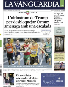 Cover of La Vanguardia (Catalonia - 1st edition)