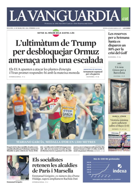 Cover of La Vanguardia (Catala)