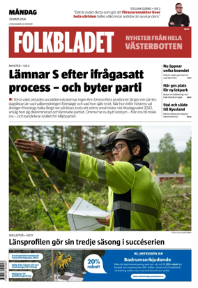 Cover of Folkbladet Vasterbotten