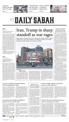 Cover of Daily Sabah (Turkey)