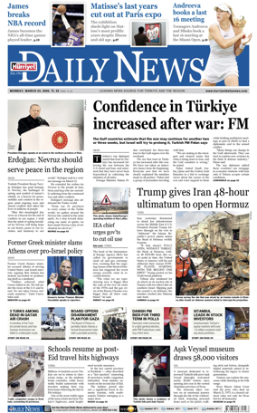 Cover of Hurriyet Daily News & Economic Review