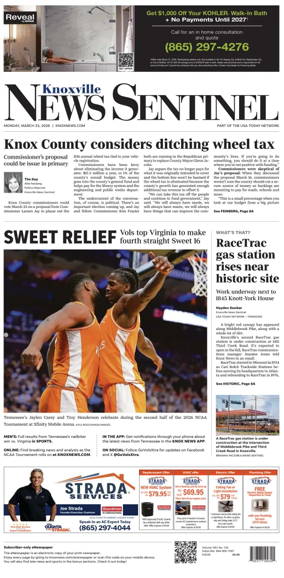 Cover of Knoxville News Sentinel