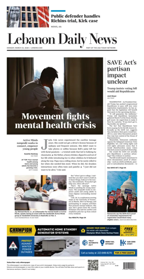 Cover of Lebanon Daily News