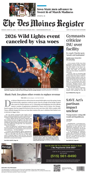 Cover of The Des Moines Register