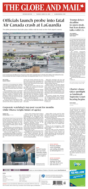 Cover of The Globe and Mail (Ontario Edition)