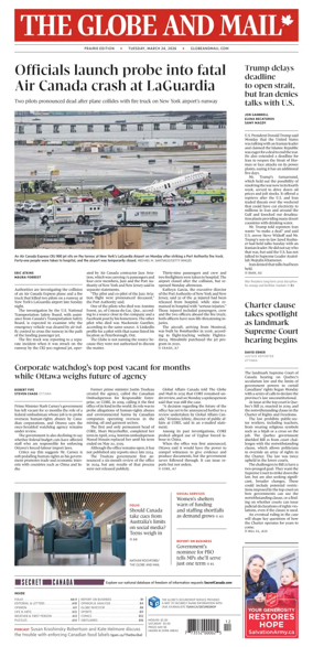 Cover of The Globe and Mail (Prairie Edition)
