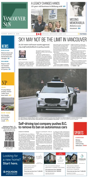 Cover of Vancouver Sun