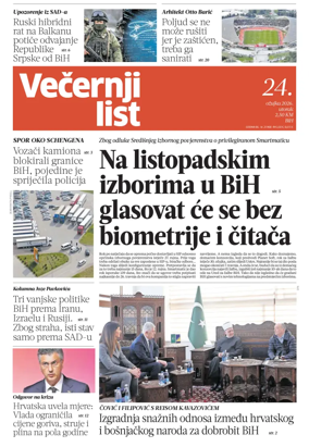 Cover of Vecernji list BiH