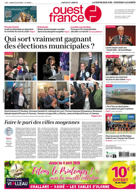 Cover of Ouest France (La Roche-sur-Yon - Fontenay-le-Comte)