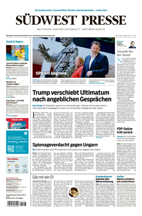 Cover of Sudwest Presse - Metzinger Uracher Volksblatt - Der Ermstalbote