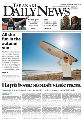 Cover of Taranaki Daily News