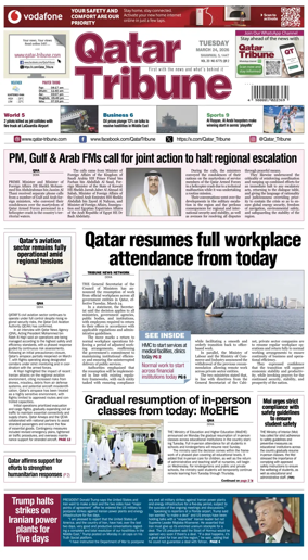 Cover of Qatar Tribune