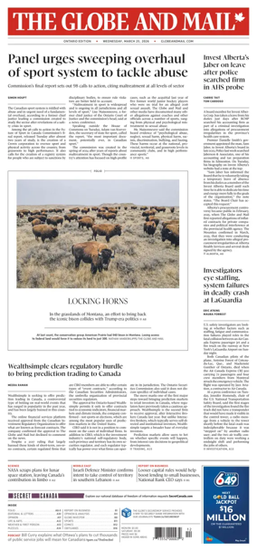 Cover of The Globe and Mail (Ontario Edition)