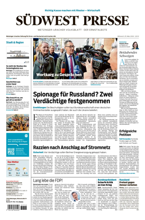 Cover of Sudwest Presse - Metzinger Uracher Volksblatt - Der Ermstalbote