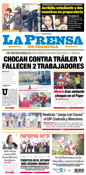 Cover of La Prensa de Coahuila
