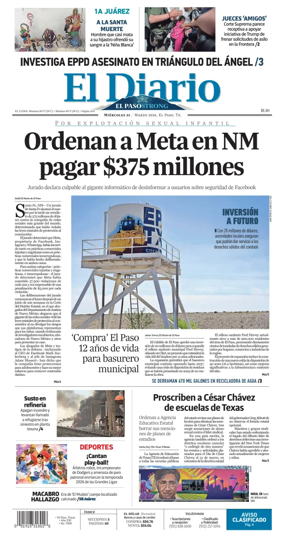 Cover of El Diario de El Paso