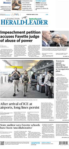 Cover of Lexington Herald-Leader