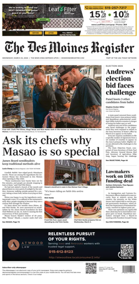 Cover of The Des Moines Register