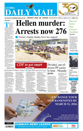 Cover of Zambia Daily Mail