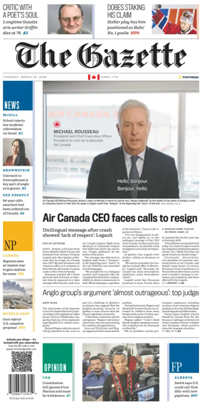 Cover of Montreal Gazette