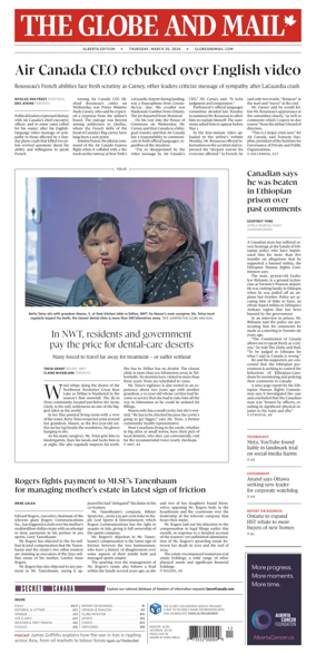 Cover of The Globe and Mail (Alberta Edition)