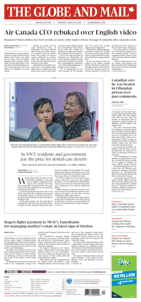 Cover of The Globe and Mail (Ontario Edition)