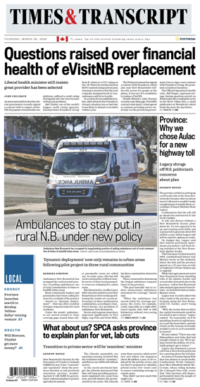 Cover of Times & Transcript