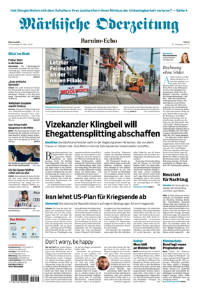 Cover of Markische Oderzeitung Eberswalde