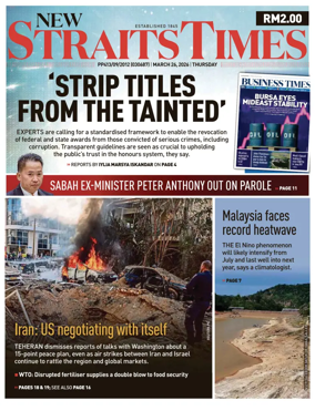 Cover of New Straits Times