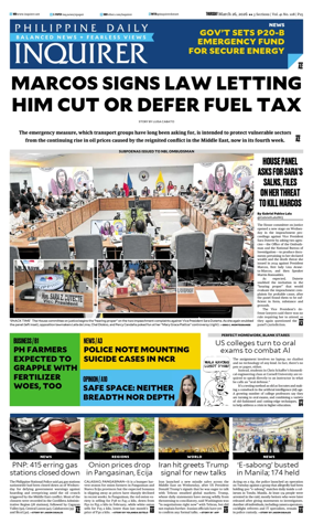 Cover of Philippine Daily Inquirer