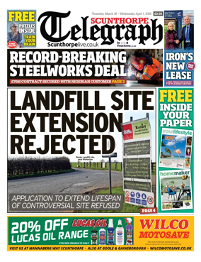 Cover of Scunthorpe Telegraph