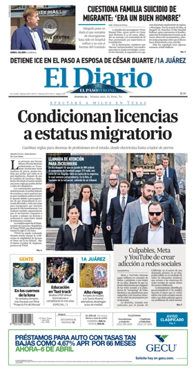 Cover of El Diario de El Paso