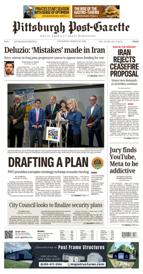 Cover of Pittsburgh Post-Gazette