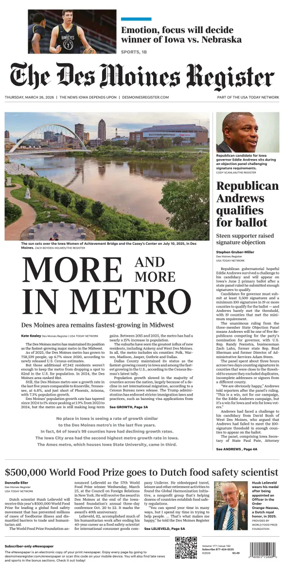 Cover of The Des Moines Register